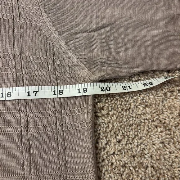 Vintage Sweater Womens S Beige 100% Silk Fine Knit Mock Neck Oversized SS - Picture 6 of 8